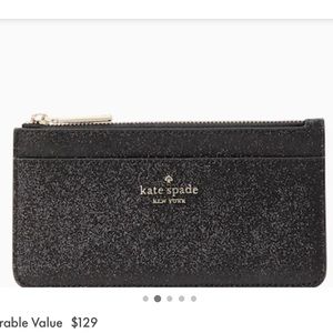 KATE SPADE Glitter Large Slim Cardholder Wallet NEW